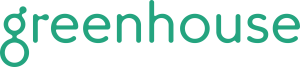 Greenhouse logo in teal with a stylized plant forming the letter g on the left side of the wordmark
