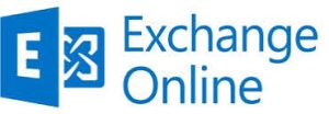 Blue E3 Exchange Online logo, with a stylized E3 icon and the words 'Exchange Online'